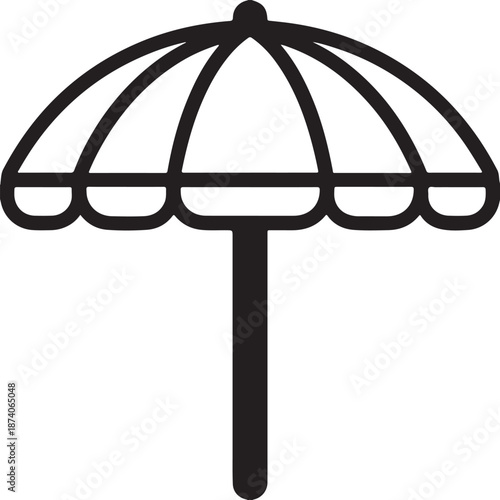 A clean minimalist of a beach umbrella black white