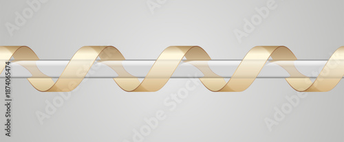 Glass ribbon envelops the glass tube. Seamless realistic design element. Vector 3D illustration.