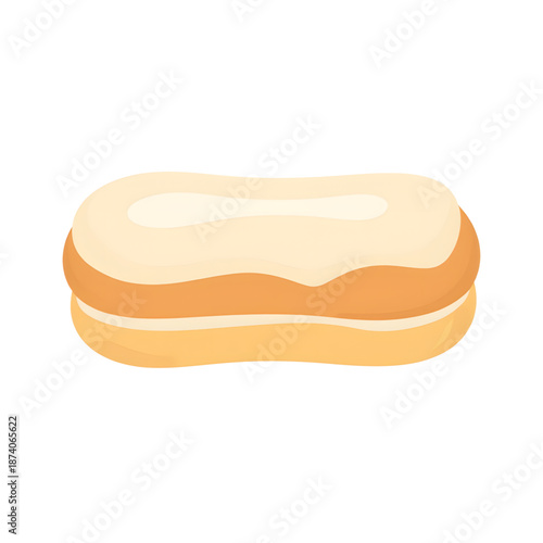 Minimal eclair illustration on white background, dessert design concept