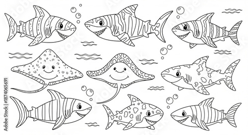 Friendly sea creatures swimming together in ocean waters