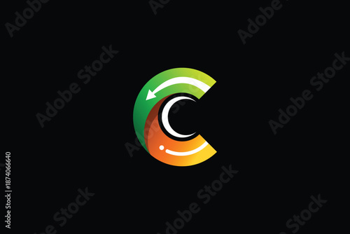 Modern C Letter Logo with Circular Arrow, Creative Gradient Business Icon, Technology, and Startup Branding Design.