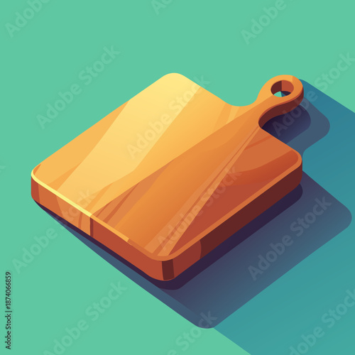 Vibrant wooden cutting board on modern kitchen countertop surface