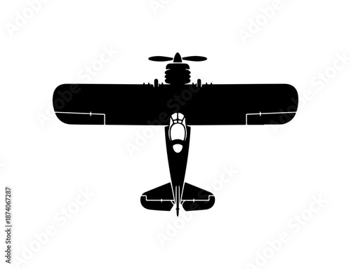Vintage Biplane Silhouette Design