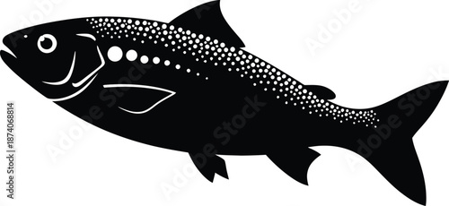 Fish Silhouette Aquatic Animal Black Vector Illustration