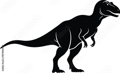 Tyrannosaurus Rex Dinosaur Silhouette Black Vector Illustration