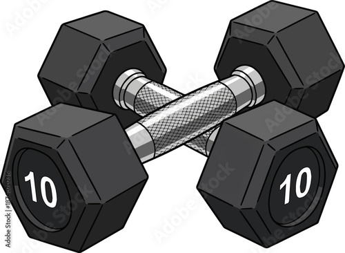 Create a Pair of gym dumbbells vector art with white background.