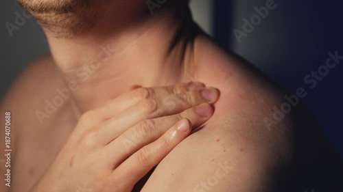 Shoulder joint impingement.
Muscle pain from fatigue.
Muscle spasm in the human body.
Muscle strain in the body due to physical exertion.