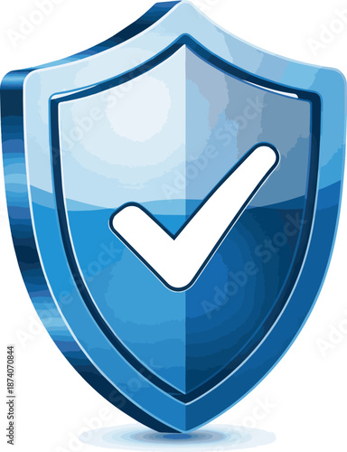Create a Shield Protect and Security concept. Bue Shield 3d icon. 3d rendering vector art with white background.