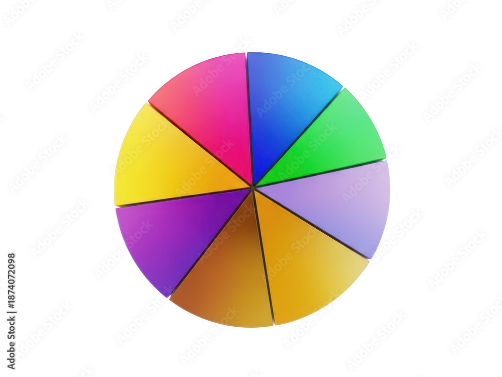 Obraz premium Vibrant color wheel displaying primary and secondary colors isolated on transparent background