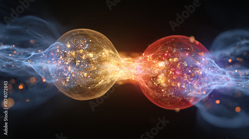 Glowing DNA helix on black and blue background with 3D science design