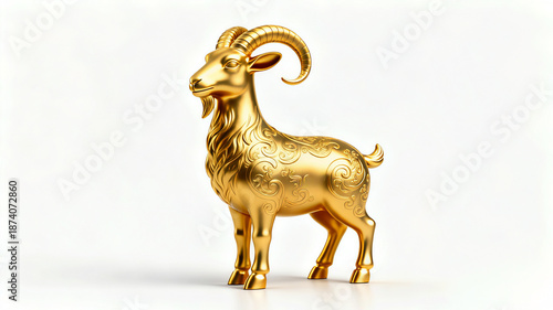 Wallpaper Mural Golden goat statue with traditional Chinese patterns isolated on white background. Symbol of Chinese New Year zodiac. Torontodigital.ca