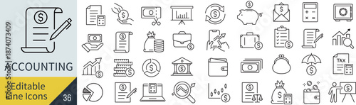 線の編集ができる会計に関するアイコンセット（アウトライン化していない）
