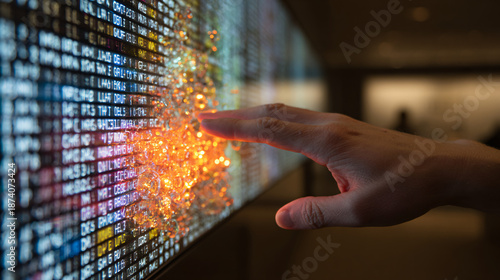 Hand Holding a Shopping Cart in a Digital Supermarket Concept