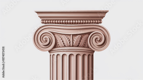 Detailed Illustration of a Corinthian Column Capital with Swirls and Acanthus Leaves
