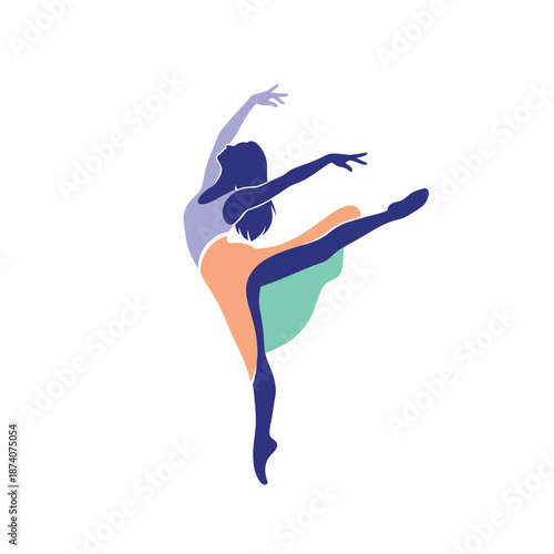 Elegant Ballet Dancer Silhouette in Dynamic Pose.