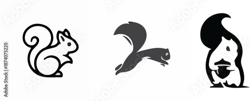 Vector illustration of three different squirrel icons