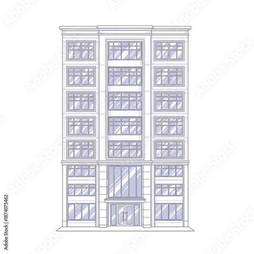 Elegant Multi-Story Building Facade with Numerous Windows.