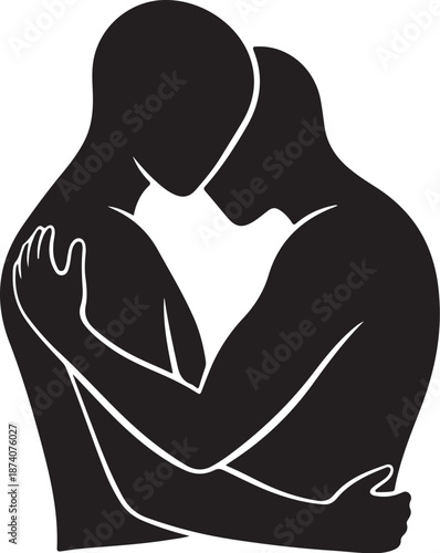 Tender moment of two people embracing each other closely