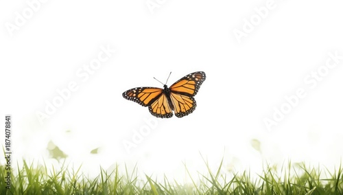 Monarch butterflies soaring against a white backdrop, illustrating species conservation for wildlife preservation day