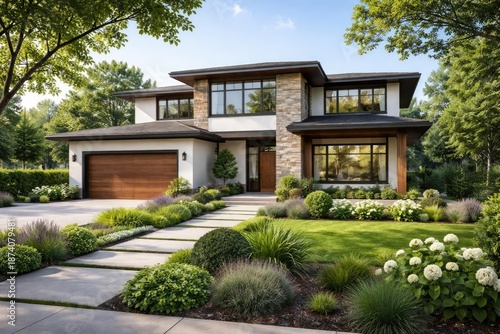 Wallpaper Mural Updated modern home in suburbia accompanied by a clean green garden environment Torontodigital.ca