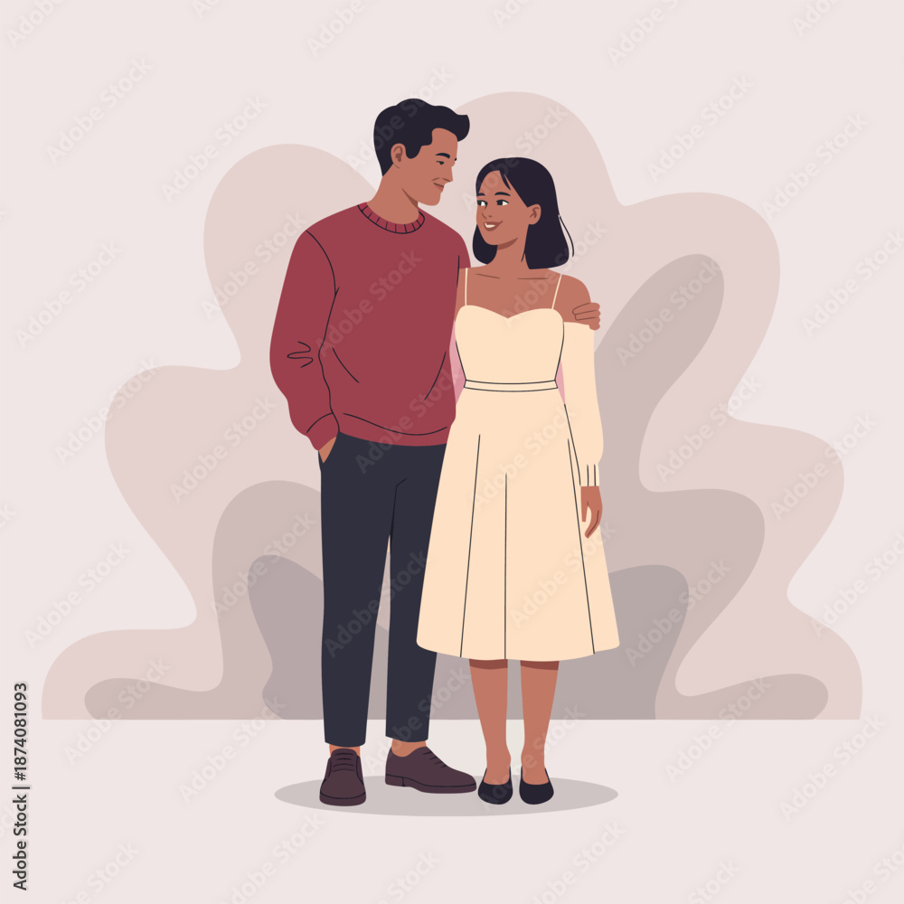 Obraz premium A loving couple sharing a tender moment, embracing each other with warm affection