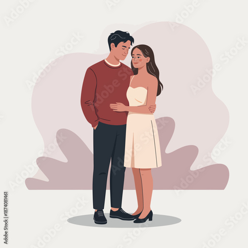 A loving couple sharing a tender embrace, depicting affection and connection in a warm moment