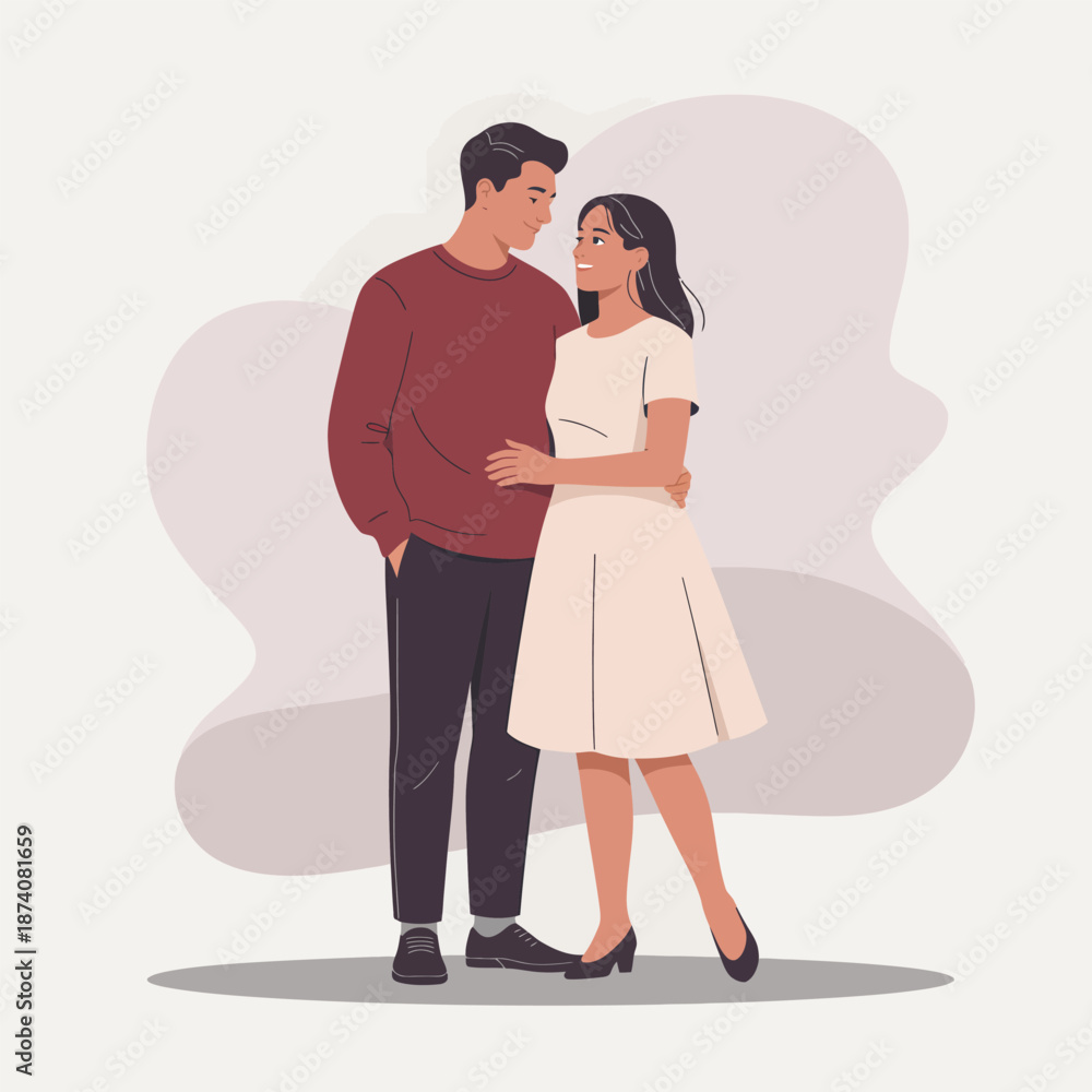 Obraz premium A loving couple sharing a tender moment, embracing each other with joyful expressions
