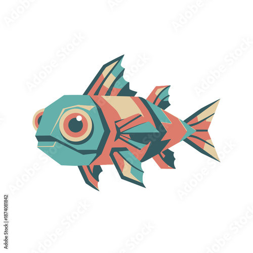 Geometric Fish Illustration with Vibrant Color Palette.
