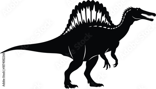 Spinosaurus Dinosaur Silhouette Black Vector Illustration