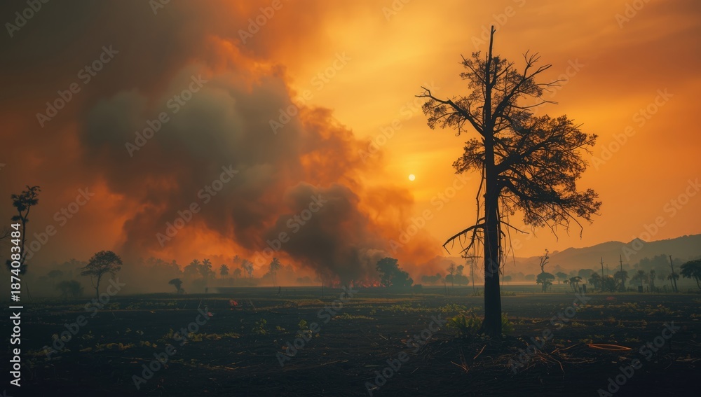 Fototapeta premium Climate variability driven by El Nino leads to drought and wildfire hazards in Southeast Asia