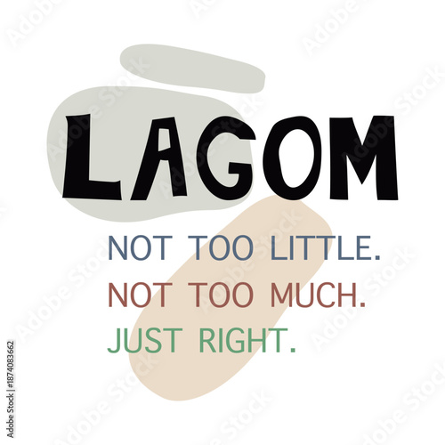 Lagom. Lagom quotes. Scandinavian poster. Abstract elements vector flat design stock illustration.