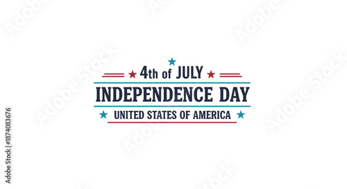 Classic 4th of July Independence Day United States of America typographic emblem with stars and stripes in a clean design.