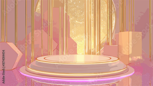 ライトピンクとゴールドのポディウムイラスト
