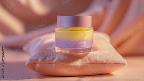 Elegant Cream Jar On Pink Pillow