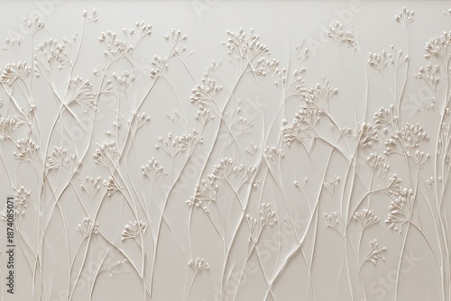 Creamy Beige Floral Relief Design