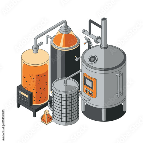 Industrial Brewery Equipment for Craft Beer Production.
