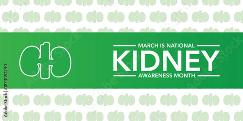 National kidney cancer awareness month campaign banner. Featuring orange ribbon for hope. Observed in March yearly.