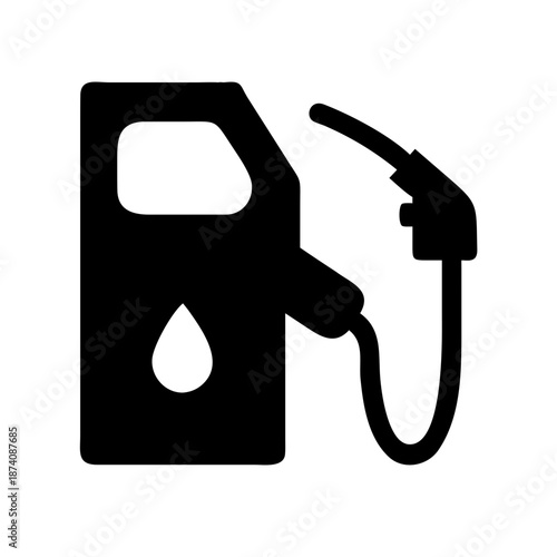 Gas Station Fuel Pump and Car Silhouette Vector Icon