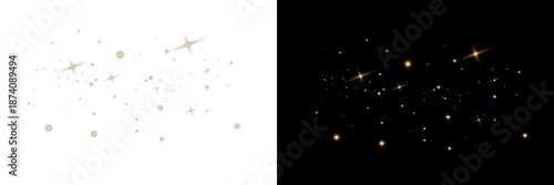 Sparkling magical light on a transparent background, sparkling dust PNG. Overlay. Glowing light effect, golden star, shiny particles and stars. Magical glow , Cosmos PNG