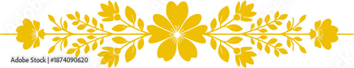Elegant Floral Border, Golden Yellow Design