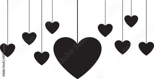 Valentines day decorations with hanging hearts for romantic ambiance