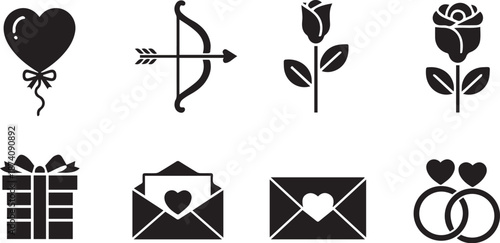 Valentines day symbols and icons for love and romance