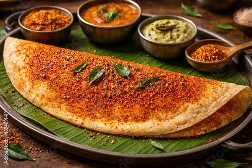 Tantalizing South Indian dosa coated in a distinctive podi spice mix © The 2R Artificiality