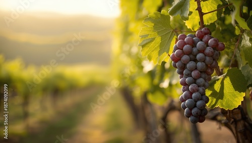 Cluster of Pinot Noir grapes ripening on the vine, highlighting viticulture practices © The 2R Artificiality