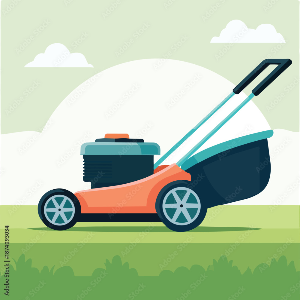 Fototapeta premium lawn mower flat vector illustration icon