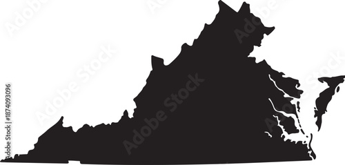 Virginia black map on white background vector