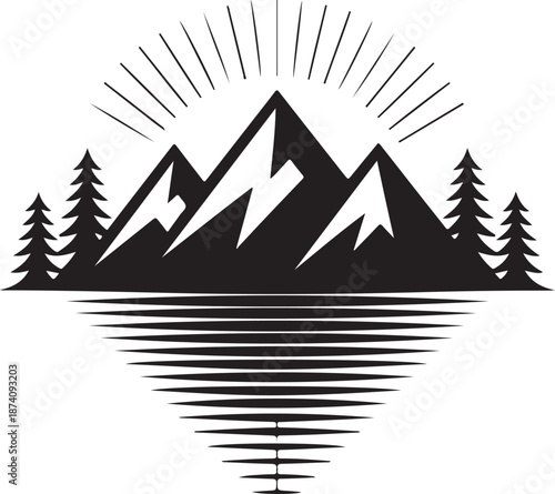 vintage mountain logo and illustration