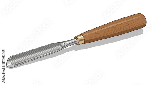 A brown violin bow on a white background