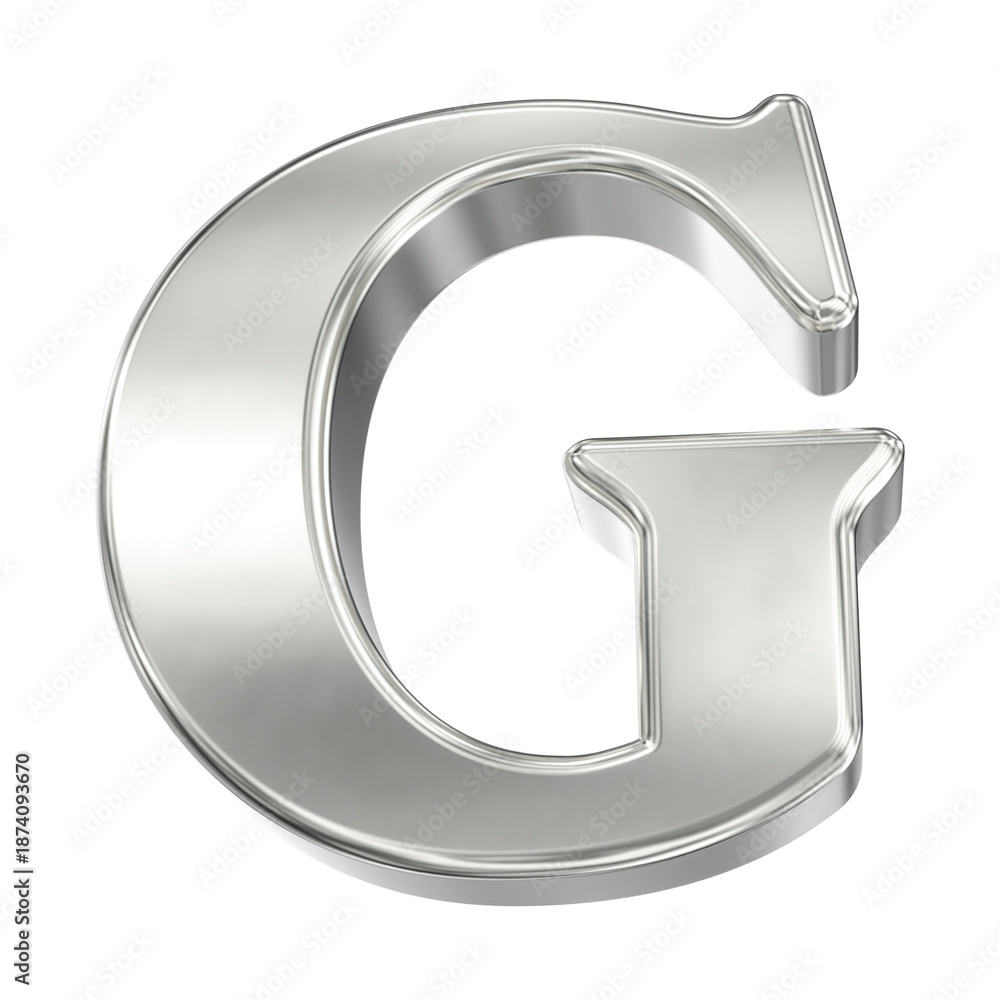 Obraz premium Shiny Chrome Silver Capital Letter G Isolated 3D Rendered Luxury Alphabet Element