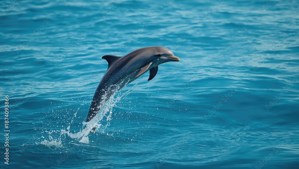 Fototapeta premium Dolphins engaging with humans in a natural setting, highlighting marine life curiosity